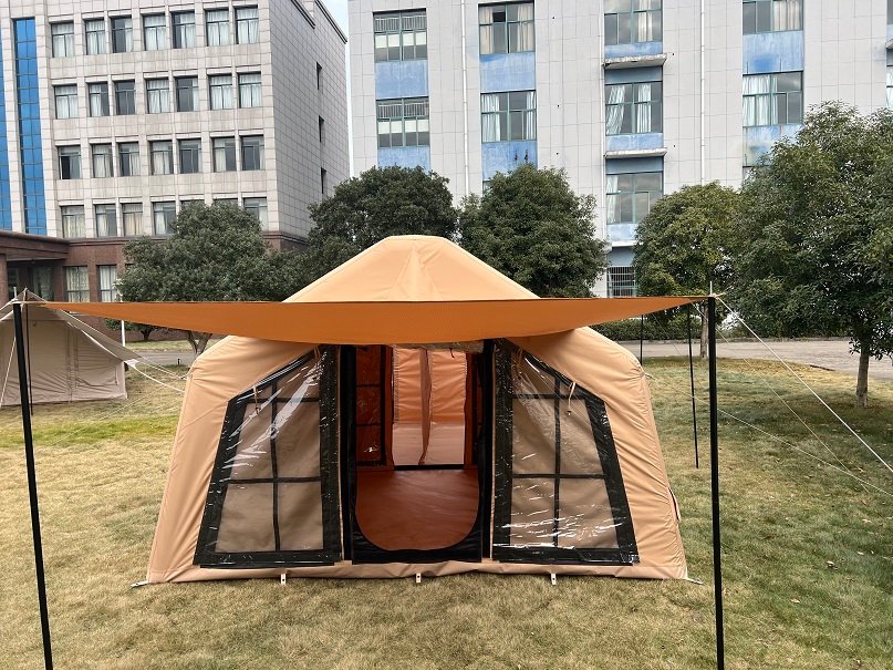 Easy Setup Canvas Inflatable Tent for 6-8 Persons | Spacious & Durable Camping Shelter