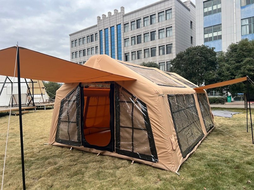 Easy Setup Canvas Inflatable Tent for 6-8 Persons | Spacious & Durable Camping Shelter