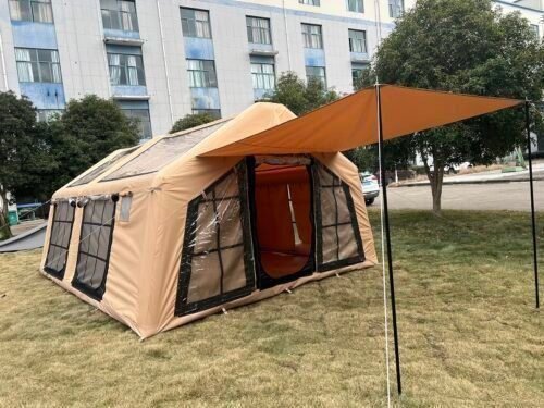 Easy Setup Canvas Inflatable Tent for 6-8 Persons | Spacious & Durable Camping Shelter