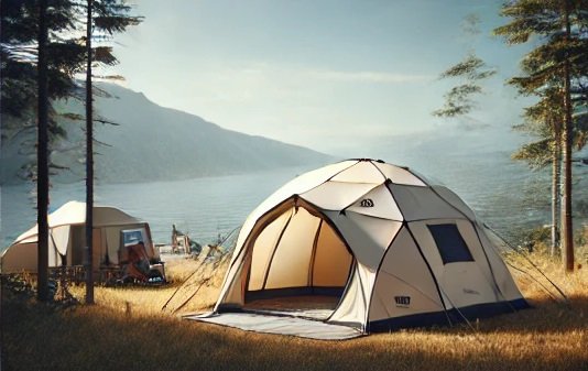 Inflatable Fun: The Ultimate Beige Tent for Camping and BBQ Adventures!